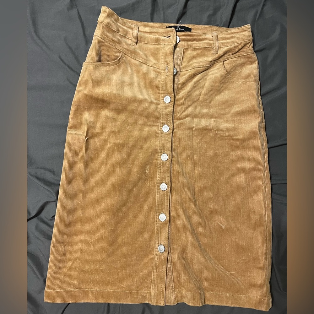 Corduroy Button Down Skirt